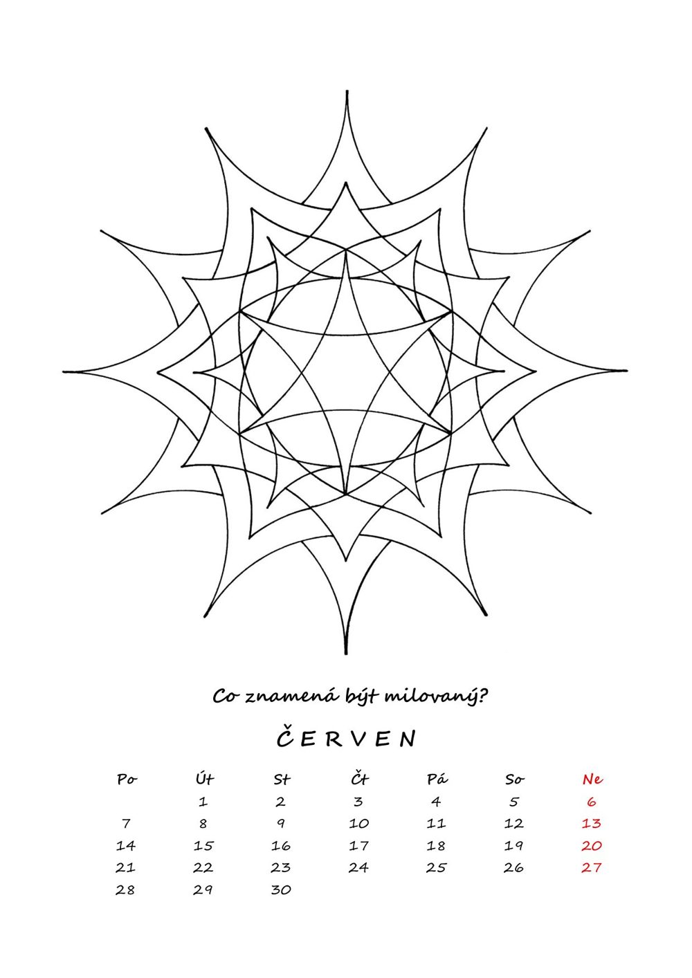 Červen — mandala k vybarvení