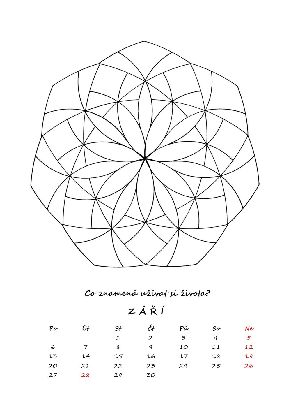 Září — mandala k vybarvení