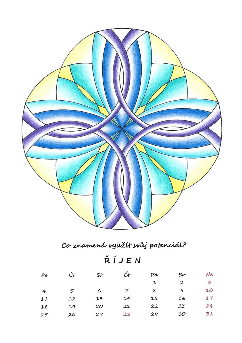 Říjen — vybarvená mandala