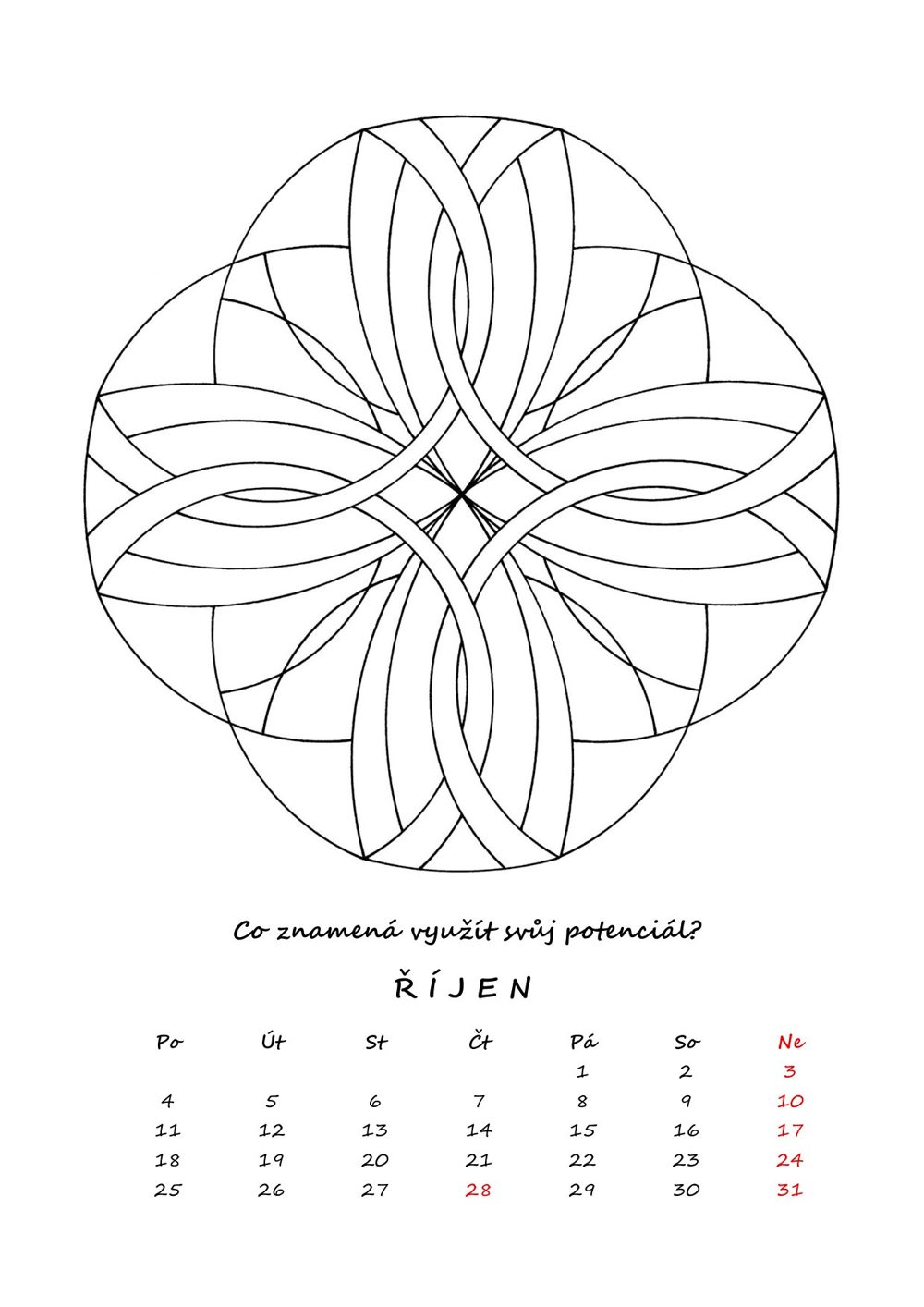 Říjen — mandala k vybarvení